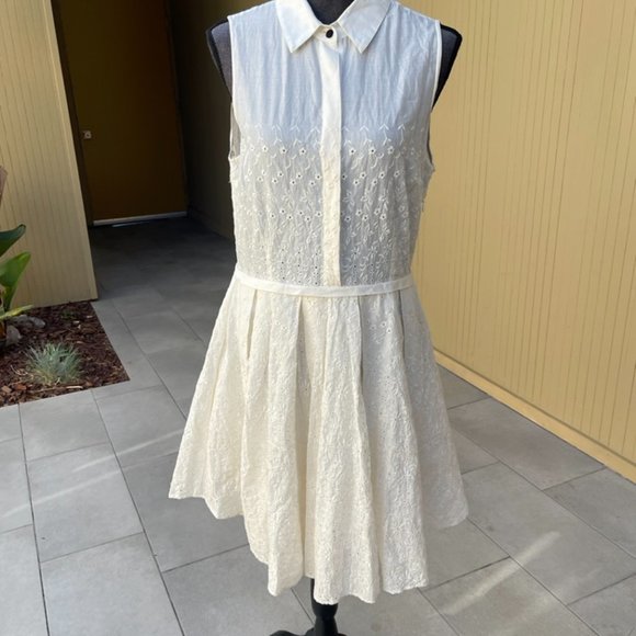 Band Of Outsiders Eyelet Sleevelss Dress Size Large - Picture 2 of 9